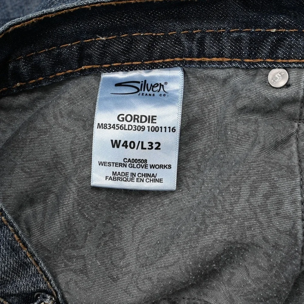 Silver Gordie Loose Relaxed Fit Jeans Mens 40x32 (42x31) Straight Leg Distressed